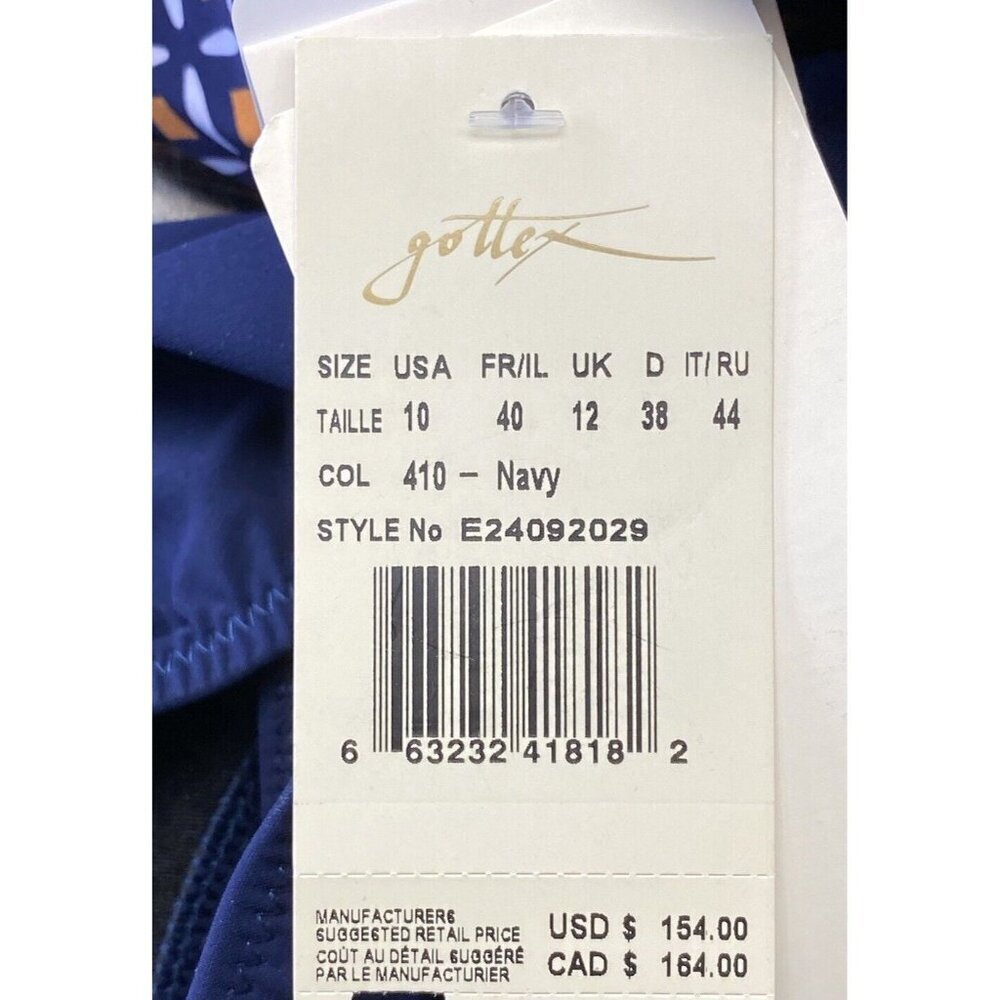 Profile by Gottex Sz 10 Swimsuit Let It Be Halter One Piece Blue White Beach - Picture 7 of 7